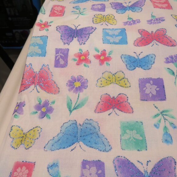 Fabric SPRING FLING GLITTERED 100% cotton Butterflies 8.5 yards 45" wide - Picture 4 of 9